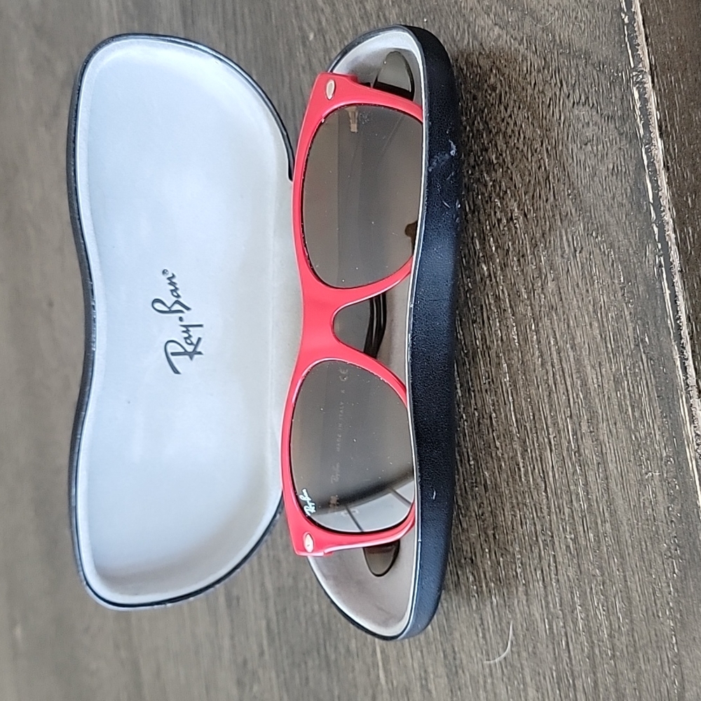 Ray-Ban Red Frame Sunglasses with Brown Lenses